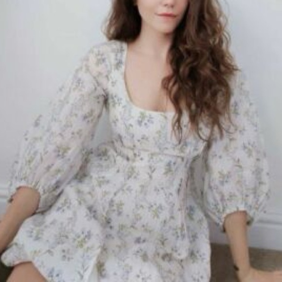 H&M x Brock Collection Floral Balloon Puff Sleeve Mini Dress Sundress Sun Size S - Picture 10 of 16